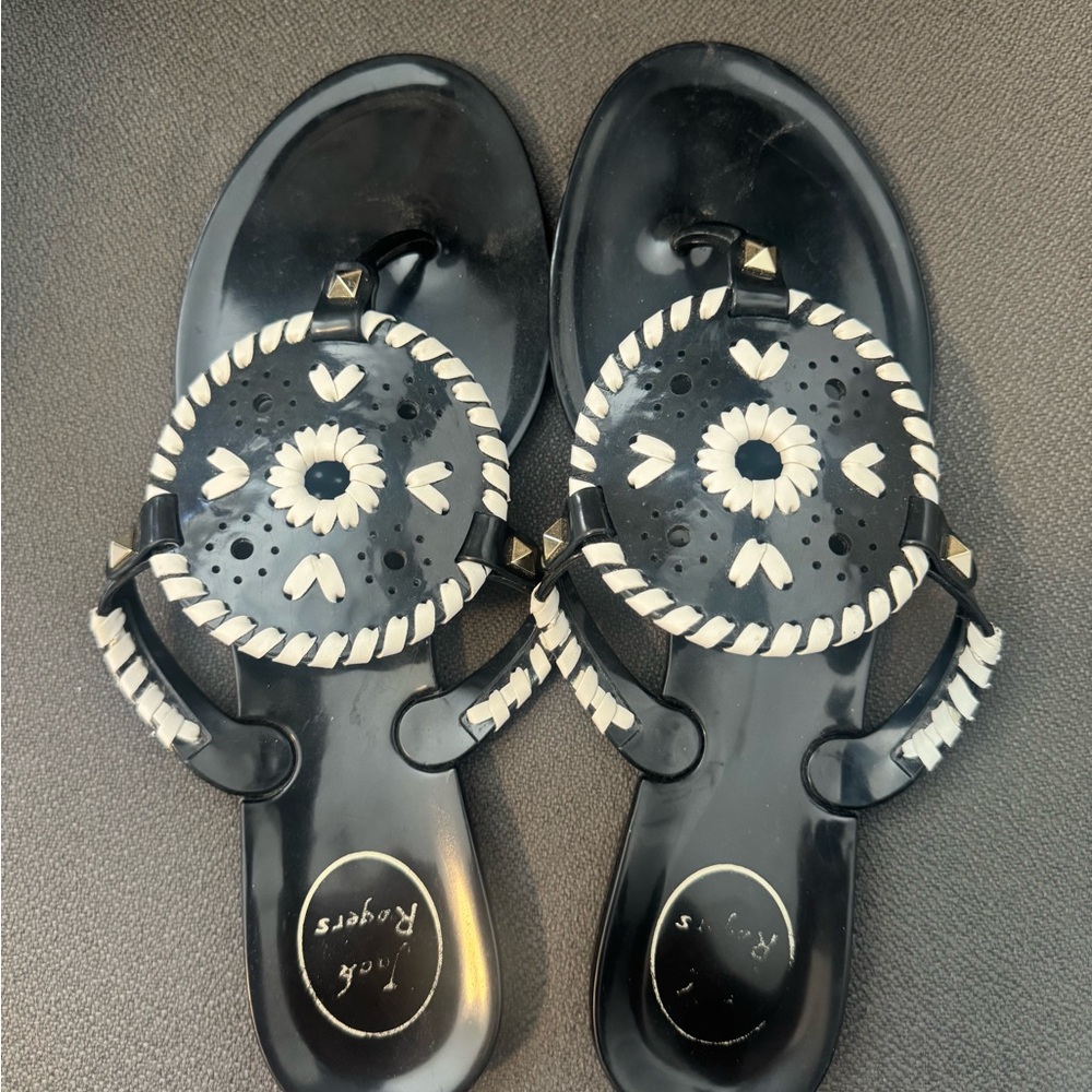 Jack Rogers Black and Cream Women's Sandals